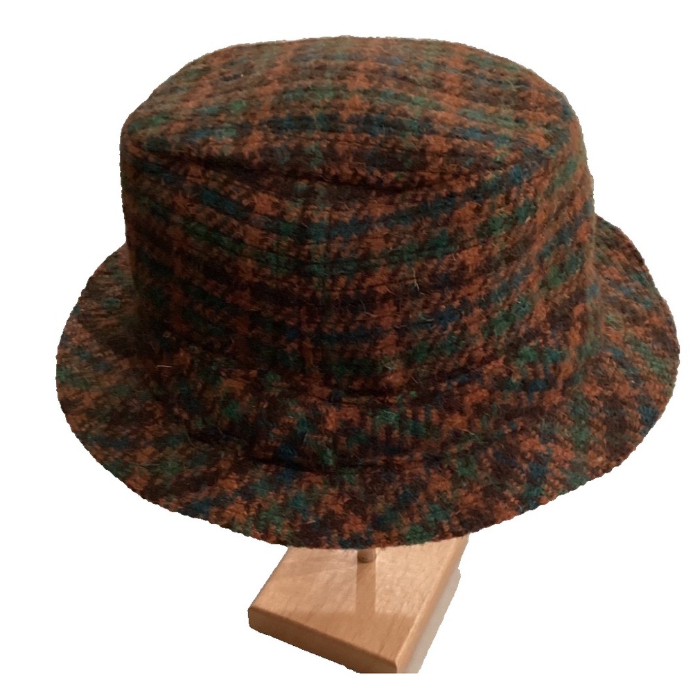 Vintage Women's by Millers Wool Fedora Hat Made In Ireland Size 7 1/4 Plaid